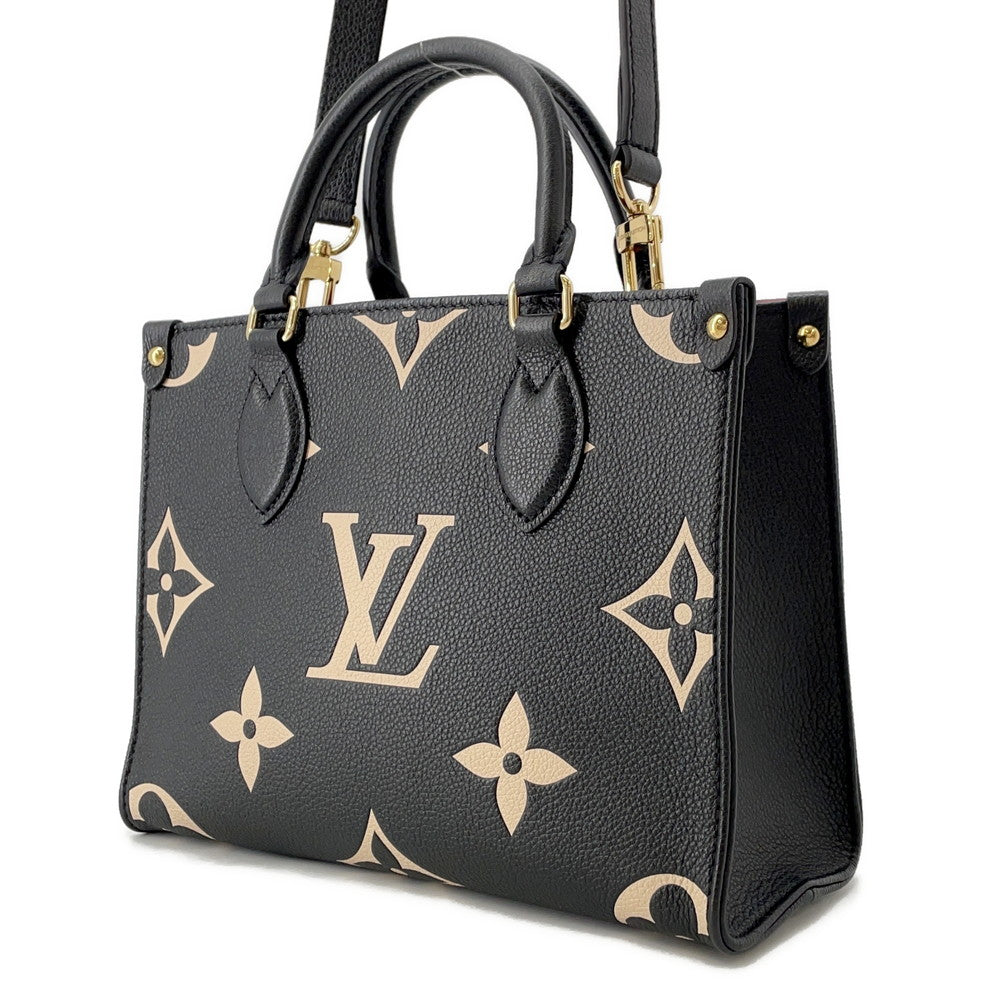 LOUIS VUITTON Onthego Noir/BeigeM45659 Bicolor Monogram Empreinte Leather Size PM