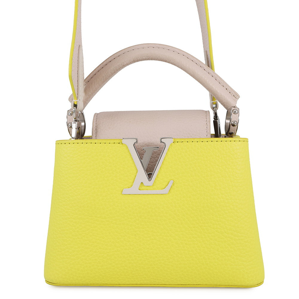 LOUIS VUITTON Capucines Yellow/BeigeM57521 Taurillon Leather Size MINI