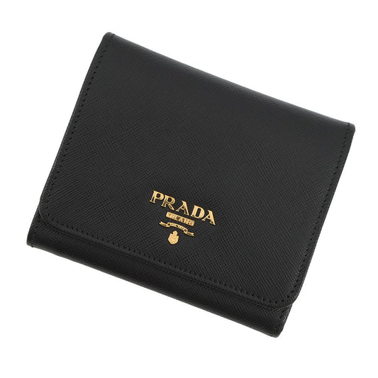 PRADA Saffiano Leather Tri-fold Cloth Black1M0176 Leather