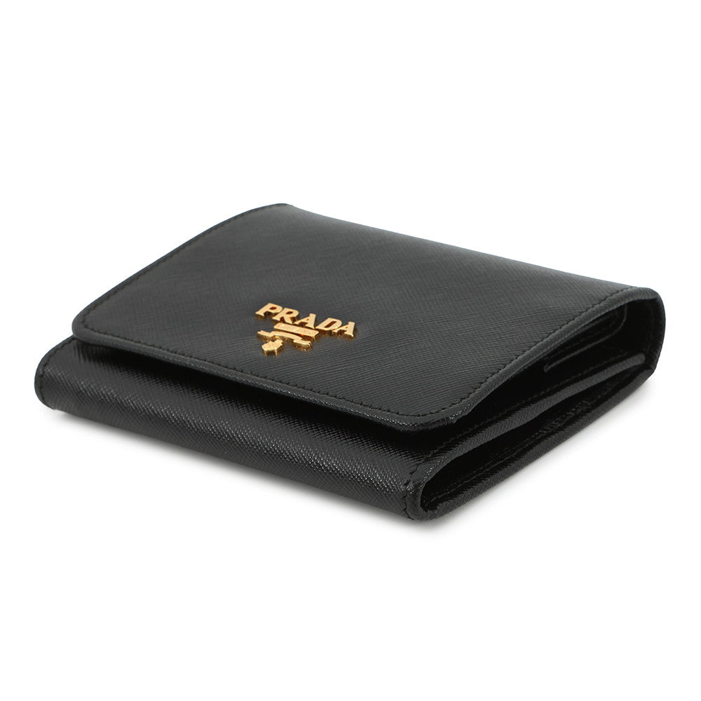 PRADA Saffiano Leather Tri-fold Cloth Black1M0176 Leather