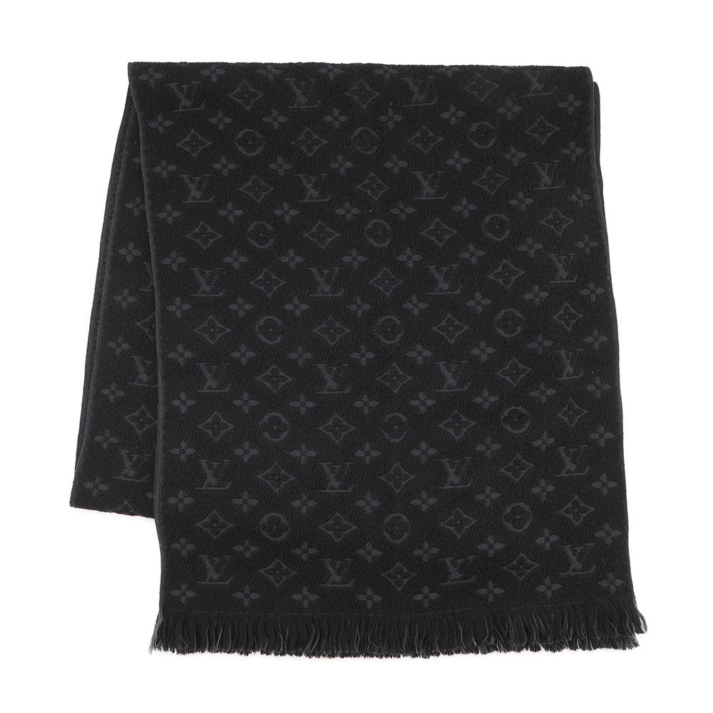 LOUIS VUITTON Echarpe / Monogram Classic Size 40/185 NoirM70520 Wool 100%