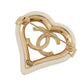 CHANEL CC Logo Heart Clover Brooch Gold/Ivory Metal Resin