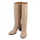 Dior D-Town Heeled Long Boots BeigeKCT051VSO Calf Leather Size 36 1/2