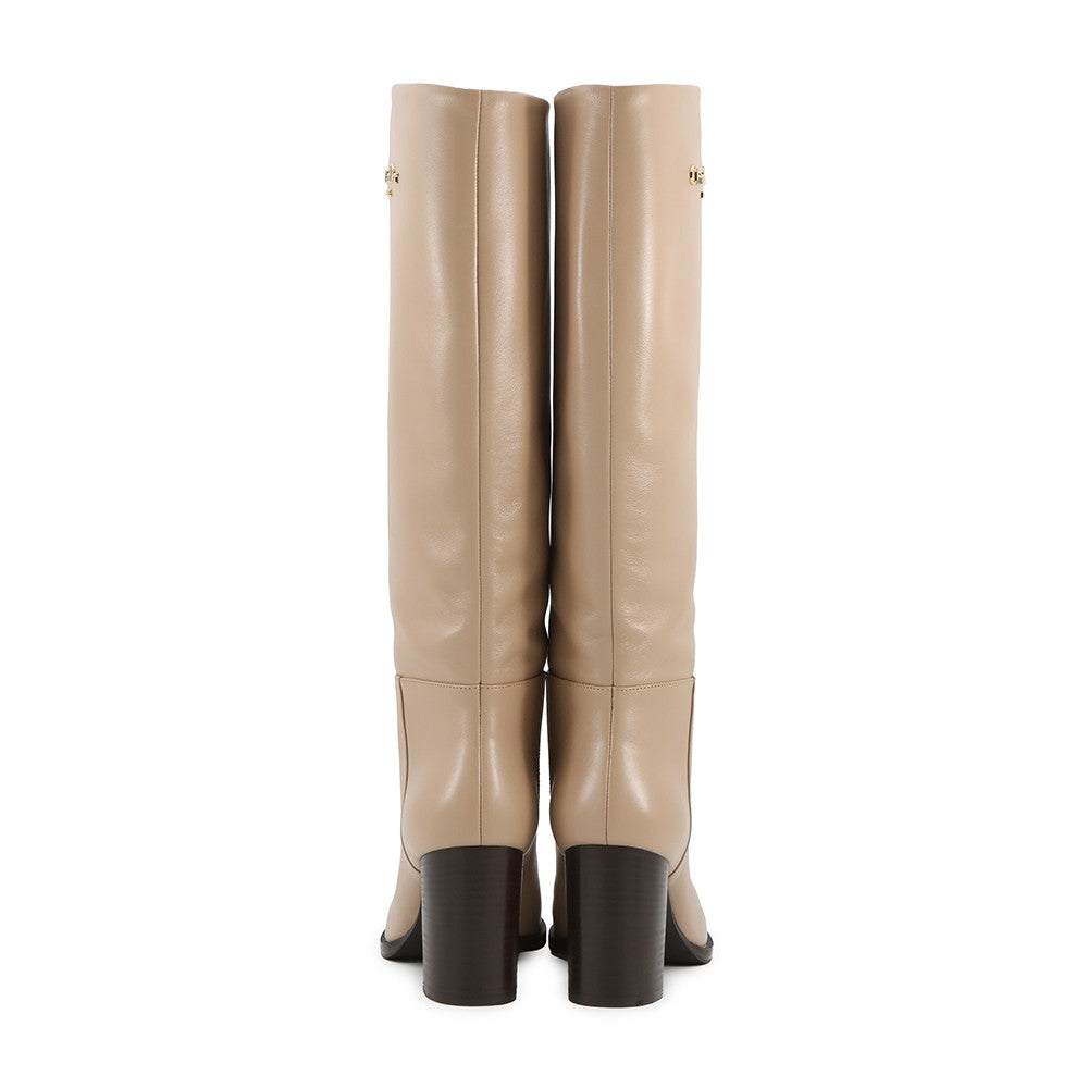 Dior D-Town Heeled Long Boots BeigeKCT051VSO Calf Leather Size 36 1/2