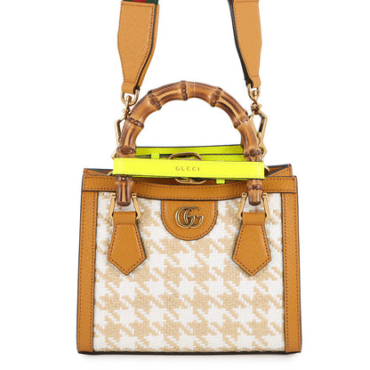 GUCCI Diana Bamboo 2WAYHandbag Light Brown/White702732 Raffia Leather Size Mini