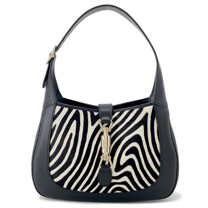 GUCCI Jackie1961 Animal Paint 2-Way Shoulder Bag Black820415 Leather Calf Hair Size Medium