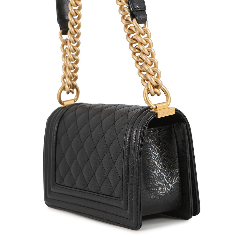 CHANEL ChainShoulder Bag Boy Chanel BlackA67085 Caviar Leather Size Small