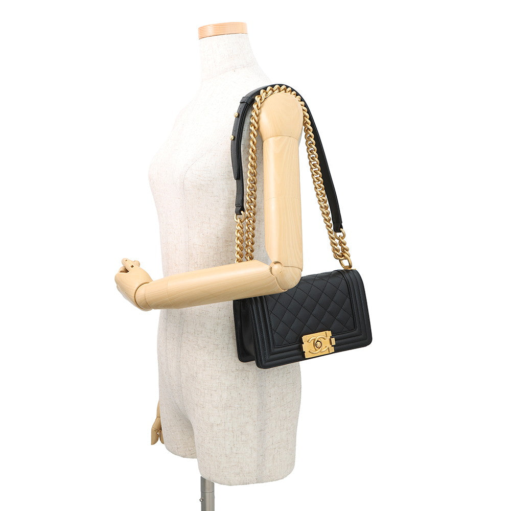 CHANEL ChainShoulder Bag Boy Chanel BlackA67085 Caviar Leather Size Small