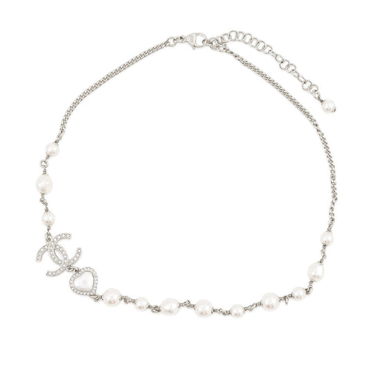 CHANEL CC Logo NecklaceABB616 Metal Rhinestone Faux Pearl