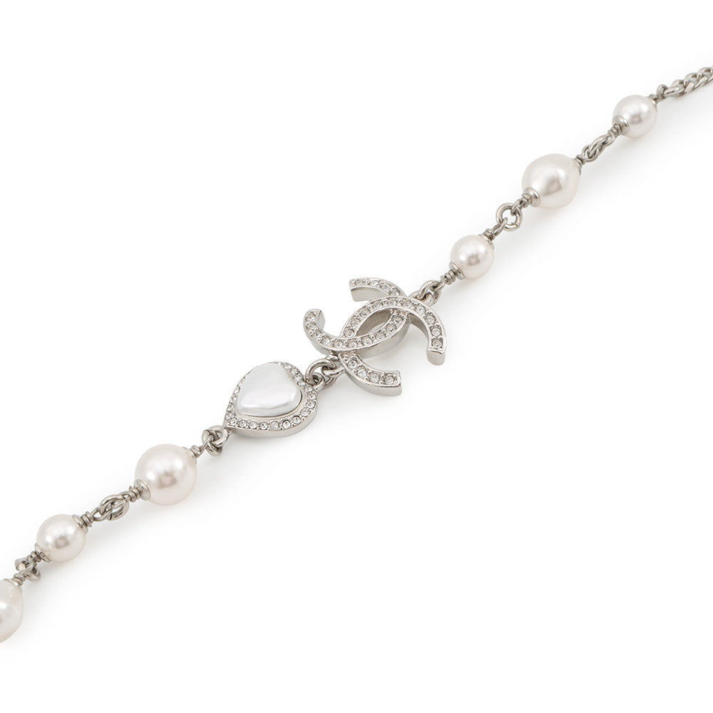 CHANEL CC Logo NecklaceABB616 Metal Rhinestone Faux Pearl
