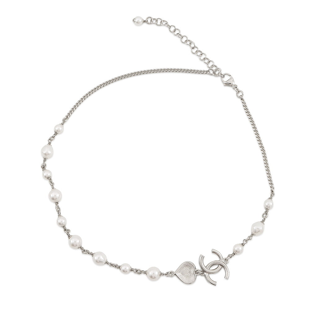 CHANEL CC Logo NecklaceABB616 Metal Rhinestone Faux Pearl