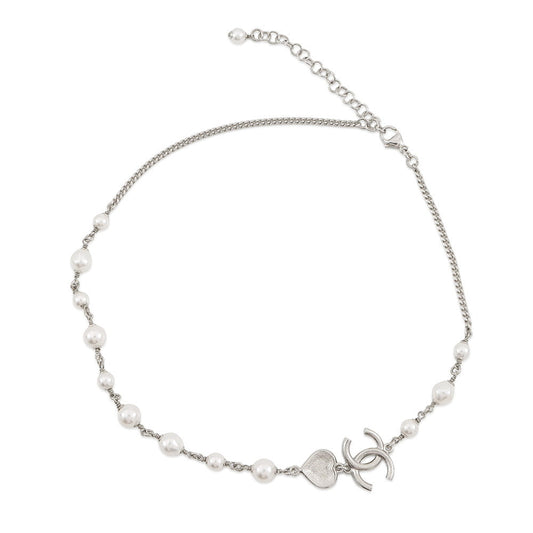 CHANEL CC Logo NecklaceABB616 Metal Rhinestone Faux Pearl