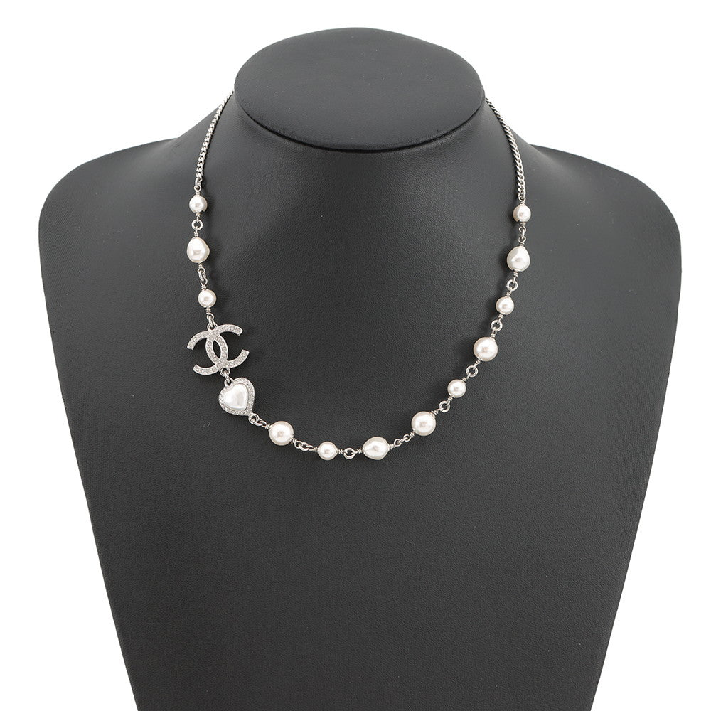 CHANEL CC Logo NecklaceABB616 Metal Rhinestone Faux Pearl
