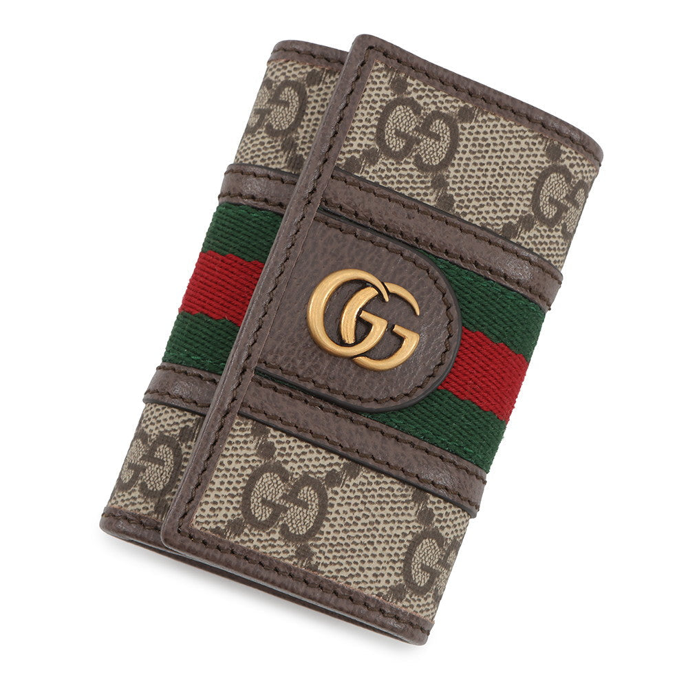 GUCCI GG Supreme 6-Key Case Beige/Brown603732 PVC Canvas Leather
