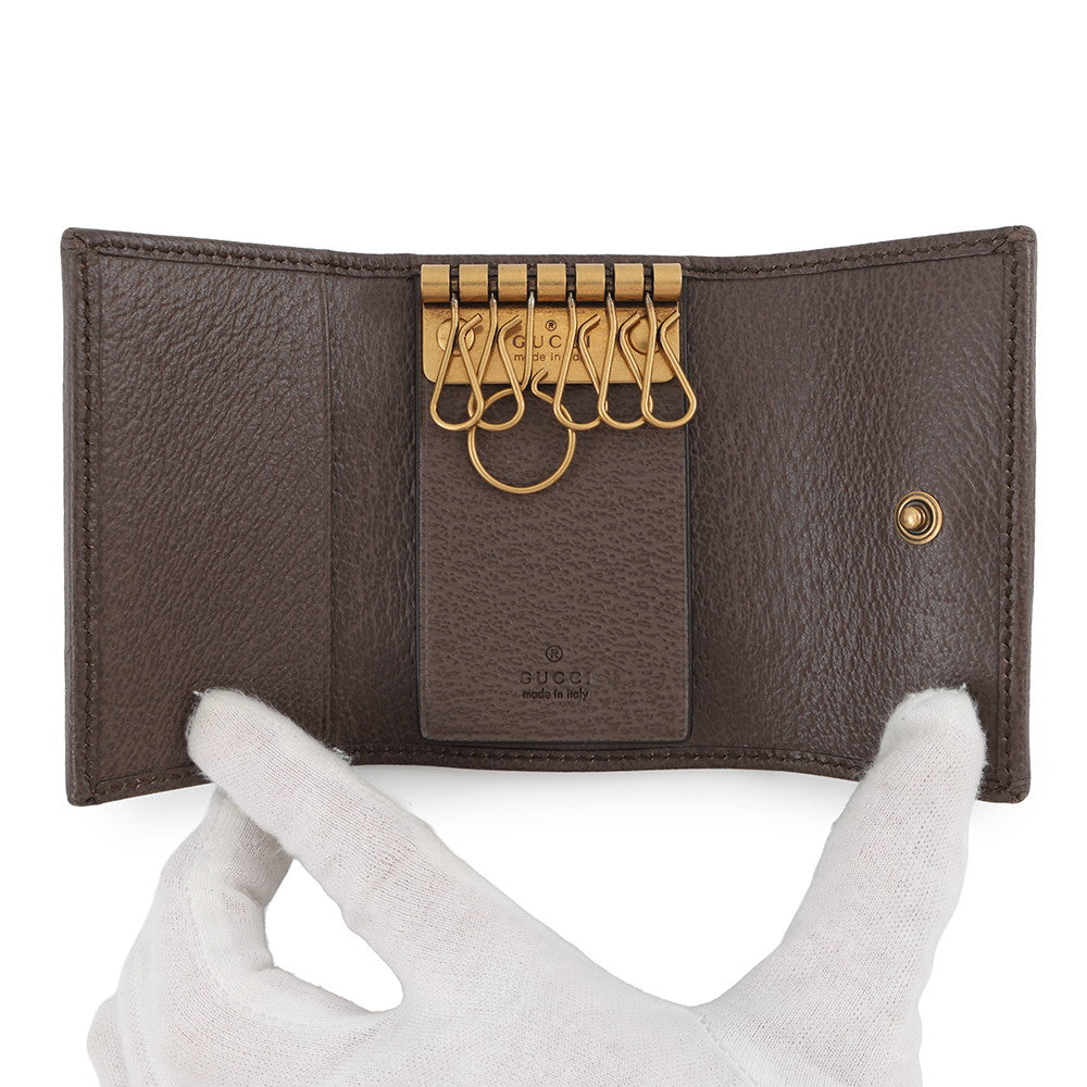GUCCI GG Supreme 6-Key Case Beige/Brown603732 PVC Canvas Leather
