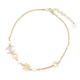 CHANEL Flower Motif Faux Pearl NecklaceABE962 Gold Plated Faux Pearl Rhinestone