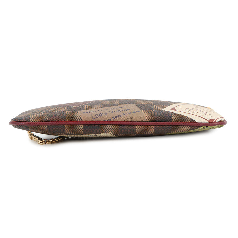LOUIS VUITTON Pochette?Milla Label Collection RedN63080 Damier Ebene Canvas Size MM