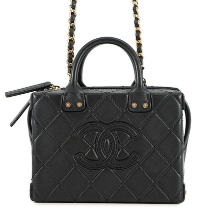 CHANEL Matelasse Trunk Vanity Shoulder Bag BlackAS3344 Lambskin