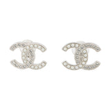 CHANEL CC Logo Rhinestone Pearl EarringABD478 Metal Rhinestone Faux Pearl
