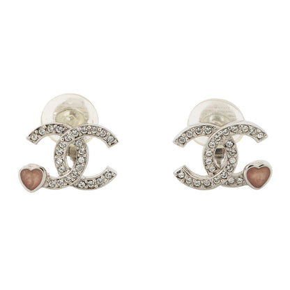 CHANEL CC Logo Rhinestone Heart EarringsABF526 Metal Rhinestone