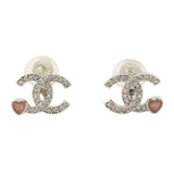 CHANEL CC Logo Rhinestone Heart EarringsABF526 Metal Rhinestone