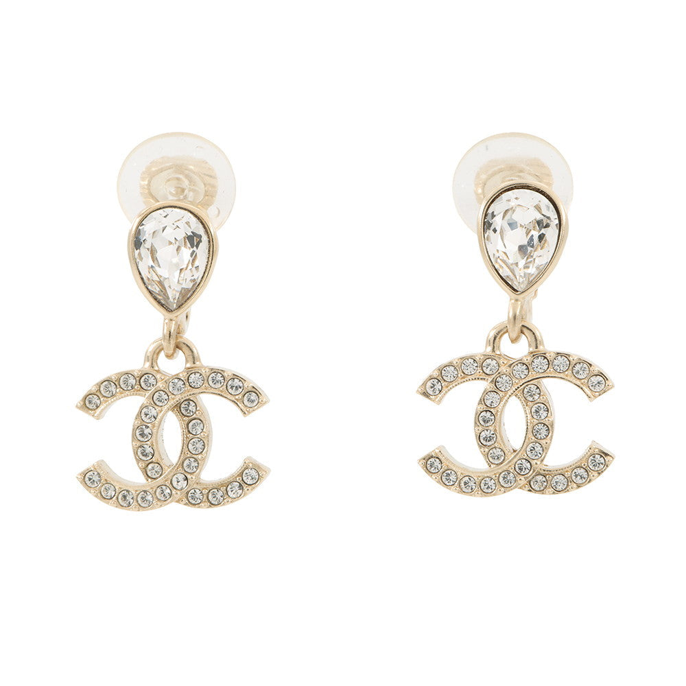 CHANEL CC Logo Drop EarringsABG192 Metal Rhinestone