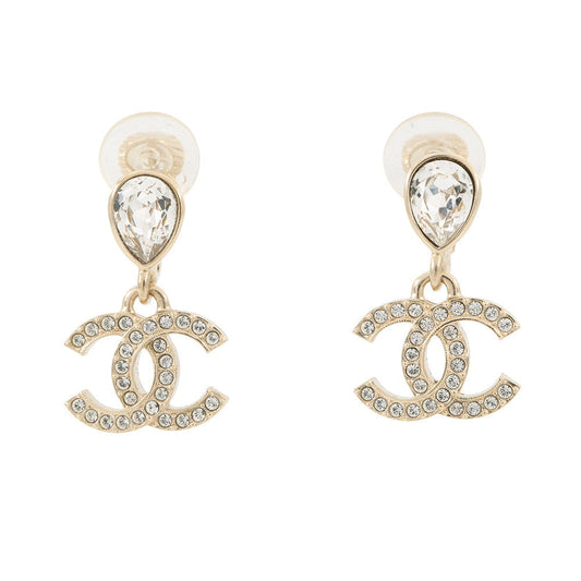 CHANEL CC Logo Drop EarringsABG192 Metal Rhinestone