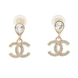CHANEL CC Logo Drop EarringsABG192 Metal Rhinestone
