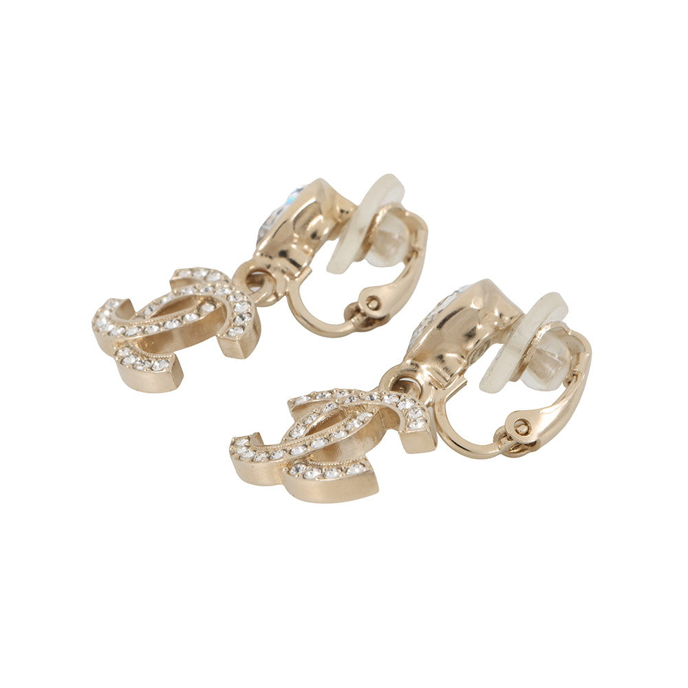 CHANEL CC Logo Drop EarringsABG192 Metal Rhinestone