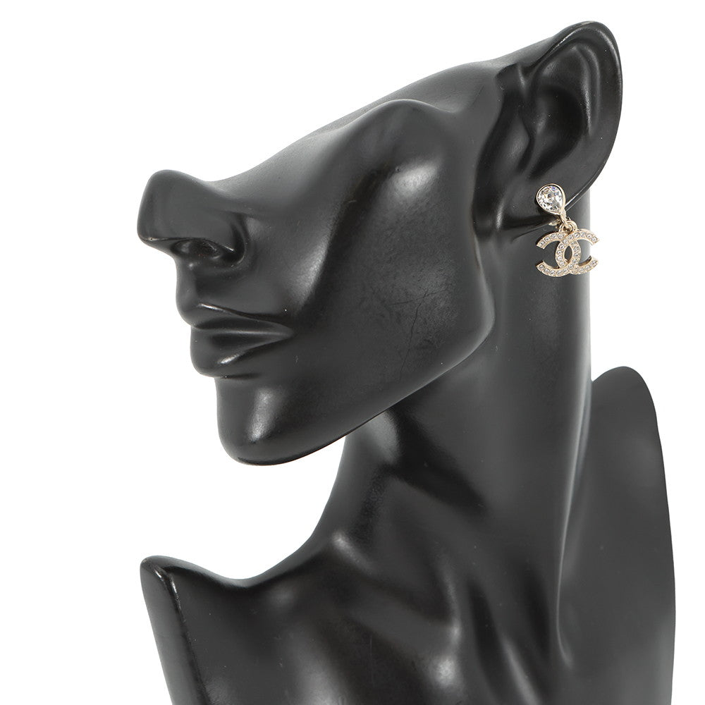 CHANEL CC Logo Drop EarringsABG192 Metal Rhinestone
