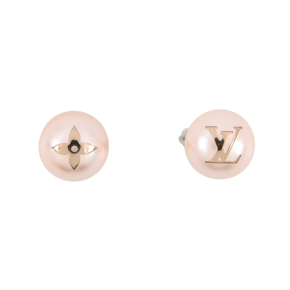 LOUIS VUITTON Studded My Mix EarringsM02394 Faux Pearl Pink GoldGP