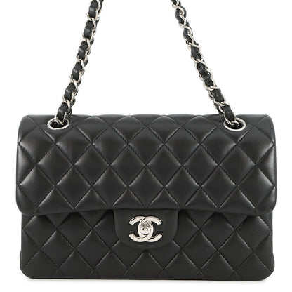 CHANEL Matelasse W Flap ChainShoulder Bag BlackA01113 Lambskin Size 23