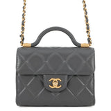 CHANEL Matelasse Top Handle ChainShoulder Bag GrayAS4956 Lambskin