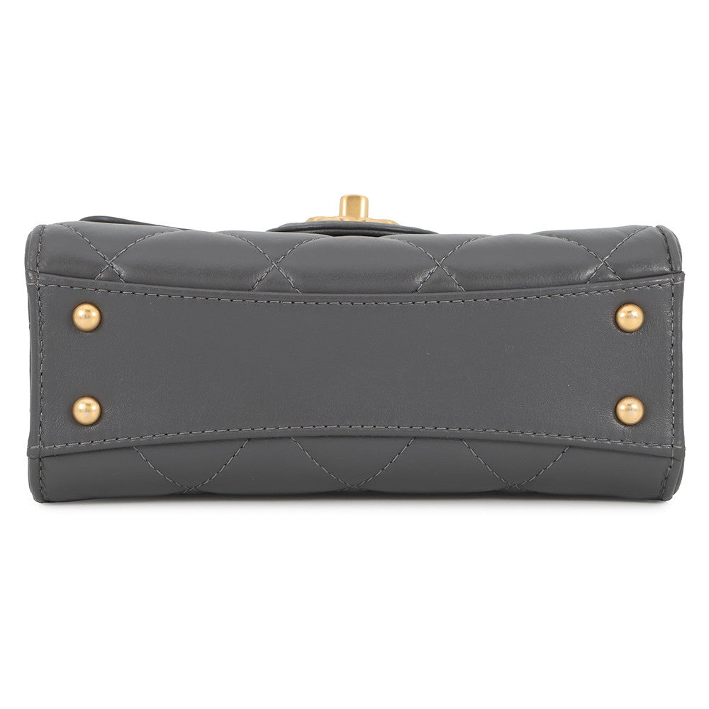 CHANEL Matelasse Top Handle ChainShoulder Bag GrayAS4956 Lambskin