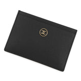 CHANEL COCO Button Card Case Black Leather