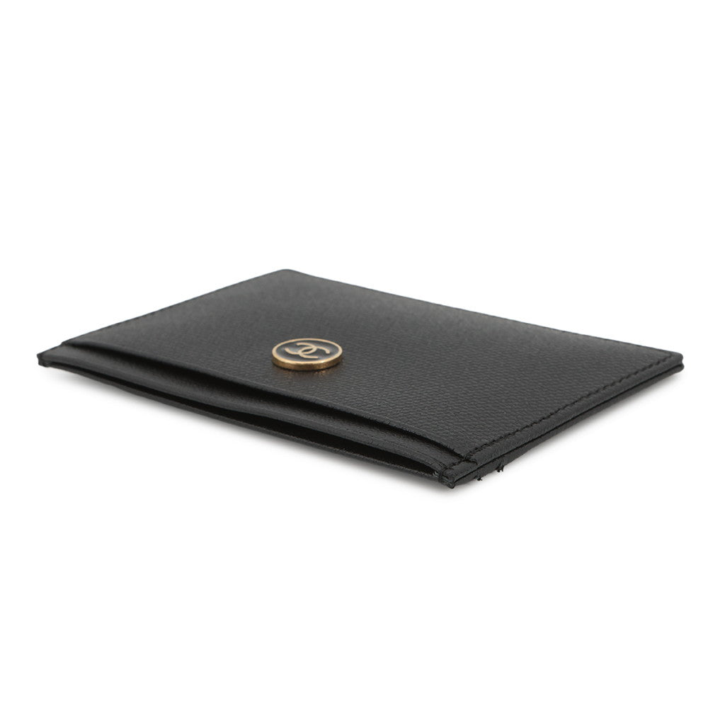 CHANEL COCO Button Card Case Black Leather