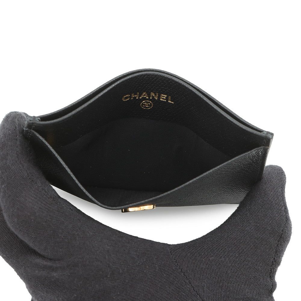 CHANEL COCO Button Card Case Black Leather