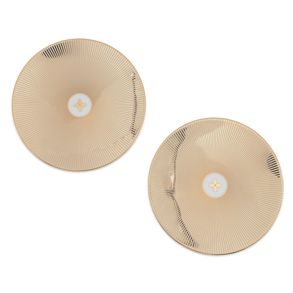 LOUIS VUITTON Splendor Set of 2 Bread Plates Gold/WhiteR95951 Porcelain