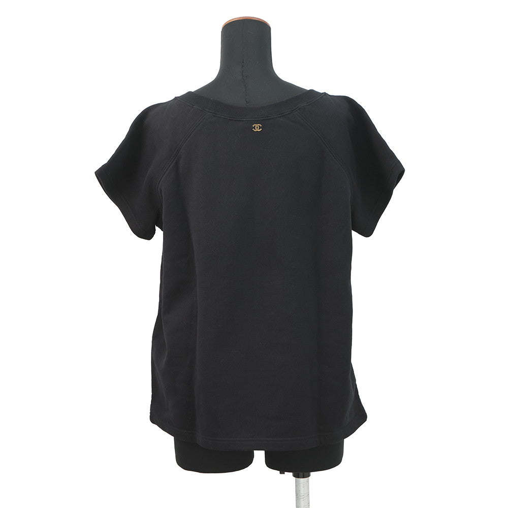 CHANEL Komark Knitted Fabric Size M Black/GoldP57840 Cotton100%