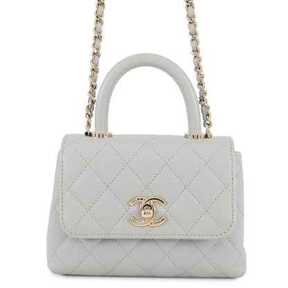 CHANEL Matelasse Coco Handle 2wayChainShoulder GrayAP4244 Caviar Leather Size Mini mini