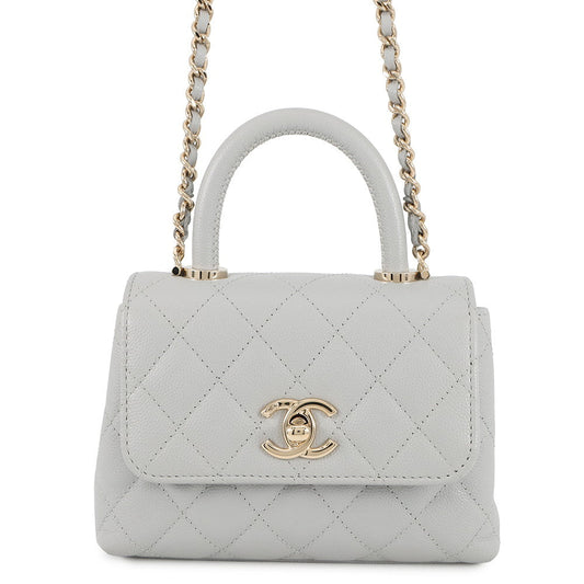 CHANEL Matelasse Coco Handle 2wayChainShoulder GrayAP4244 Caviar Leather Size Mini mini