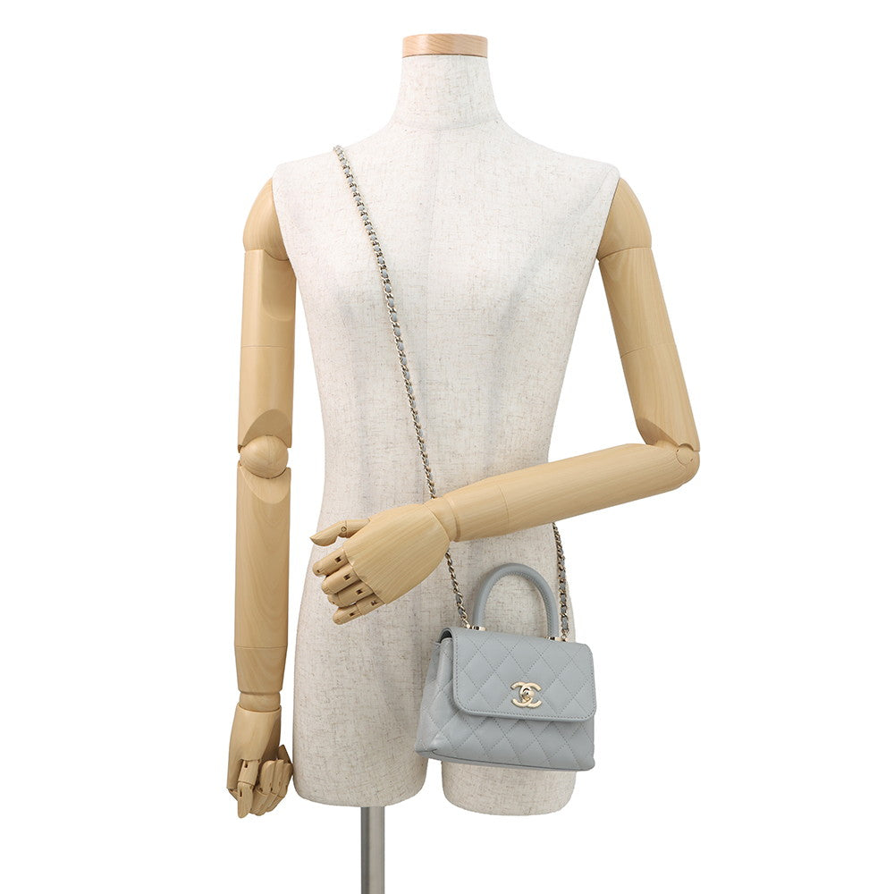 CHANEL Matelasse Coco Handle 2wayChainShoulder GrayAP4244 Caviar Leather Size Mini mini