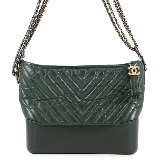 CHANEL Gabriel de Hobo Shoulder Bag GreenA93824 Calf Leather Size Large