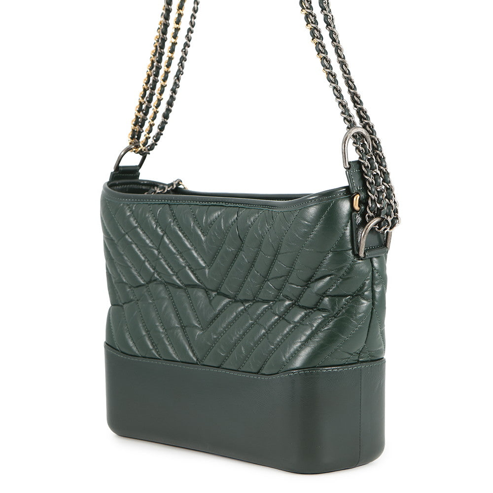 CHANEL Gabriel de Hobo Shoulder Bag GreenA93824 Calf Leather Size Large
