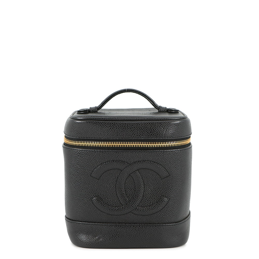 CHANEL CC Logo vanity bag BlackA01998 Caviar Leather
