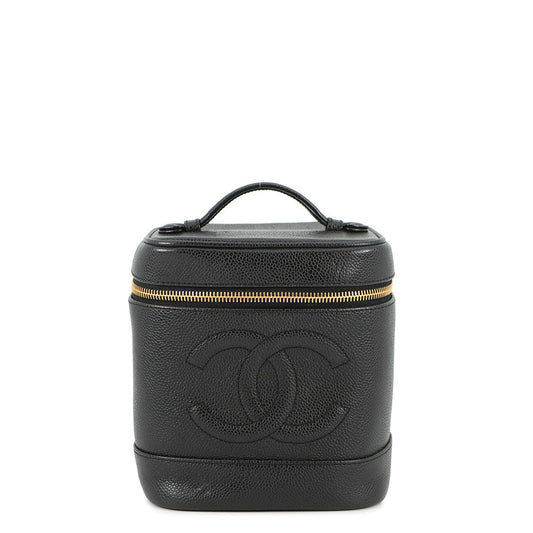 CHANEL CC Logo vanity bag BlackA01998 Caviar Leather