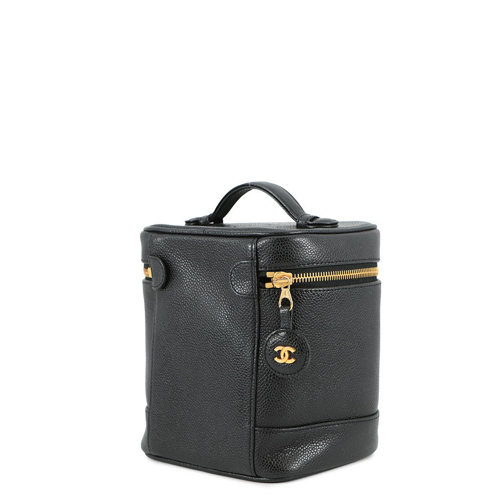 CHANEL CC Logo vanity bag BlackA01998 Caviar Leather