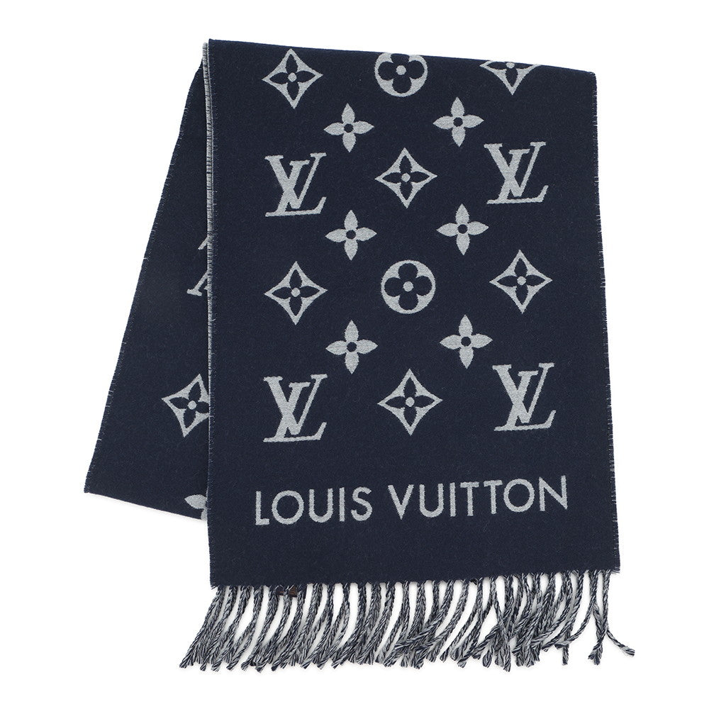 LOUIS VUITTON Scarf All About Monogram MarineM79130 Wool 100%