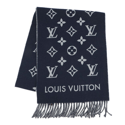 LOUIS VUITTON Scarf All About Monogram MarineM79130 Wool 100%