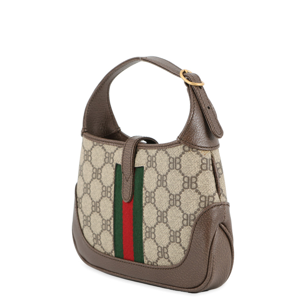 BALENCIAGA GUCCI x BALENCIAGA The Hacker Project Jackie1961 Shoulder Bag Beige/Brown680132 PVC Leather Size Mini
